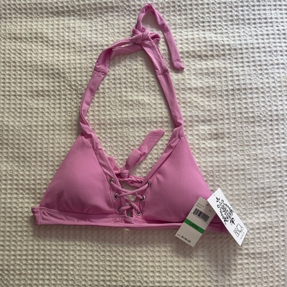 BECCA Pink Lace-Up Bikini Top - Picture 2 of 5